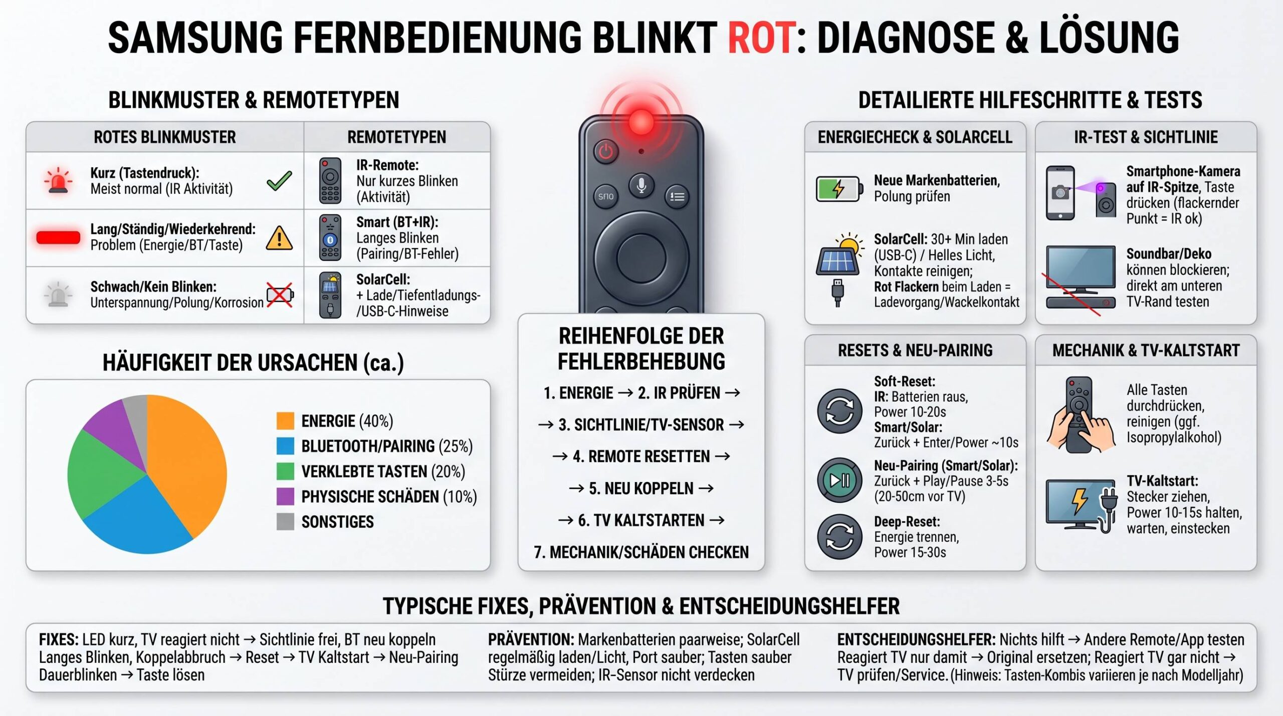 Samsung Fernbedienung blinkt rot – Bedeutung, Ursachen und Lösungen